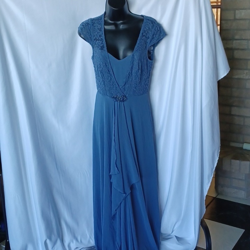 NWT EverPretty Blue Lace Top Cap Sleeves Ball Gown Dress, MOB, MOG
